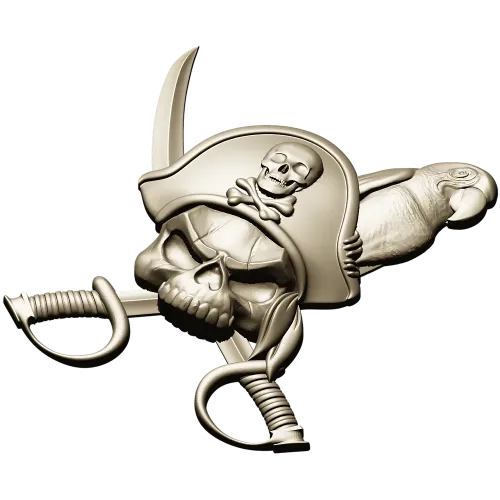 Pirate Skull with Parrot - STL 3D Model for CNC