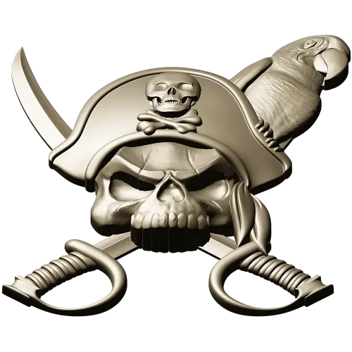 Pirate Skull with Parrot - STL 3D Model for CNC