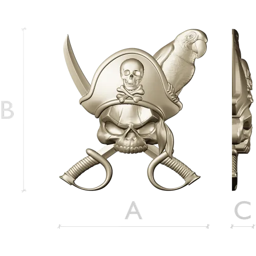 Pirate Skull with Parrot - STL 3D Model for CNC