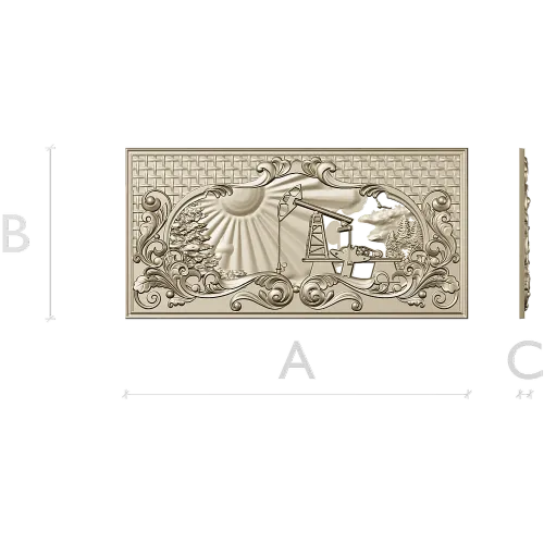 Sunrise Pumpjack decorative panel - STL for CNC