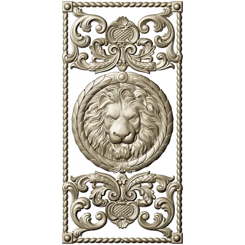 Lion Medallion Decorative Panel - STL 3D Model for CNC