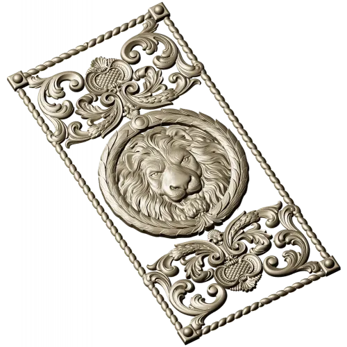 Lion Medallion Decorative Panel - STL 3D Model for CNC
