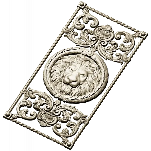 Lion Medallion Decorative Panel - STL 3D Model for CNC
