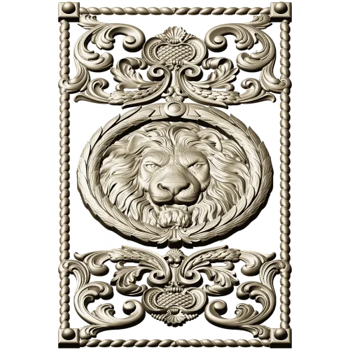 Lion Medallion Decorative Panel - STL 3D Model for CNC