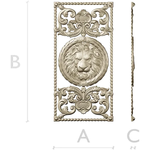Lion Medallion Decorative Panel - STL 3D Model for CNC