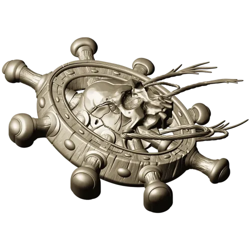 Skull at the Helm - 3D STL model for CNC carving