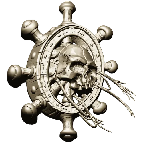 Skull at the Helm - 3D STL model for CNC carving