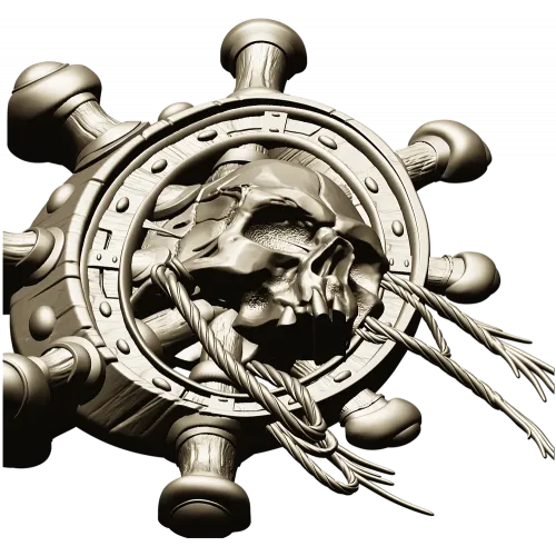 Skull at the Helm - 3D STL model for CNC carving
