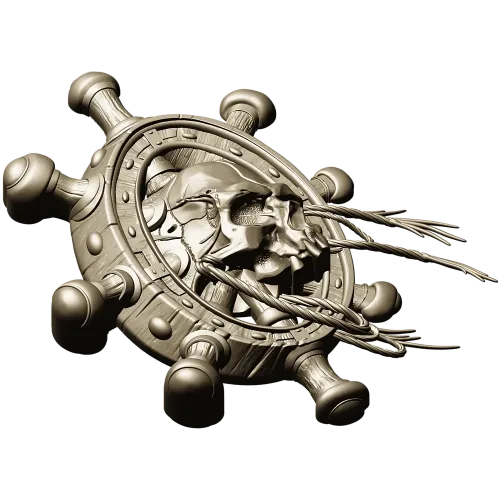 Skull at the Helm - 3D STL model for CNC carving