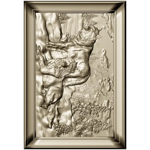 Forest Wolves Relief Panel - STL 3D Model for CNC