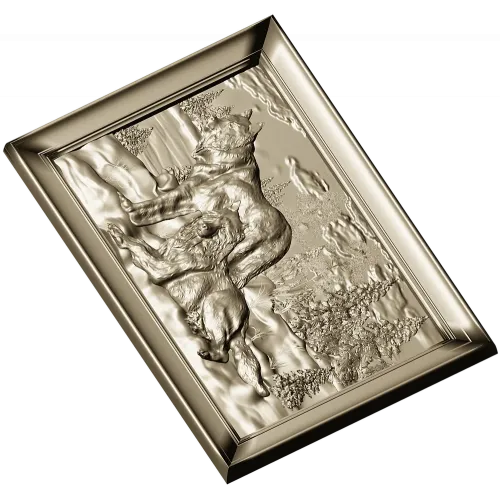 Forest Wolves Relief Panel - STL 3D Model for CNC