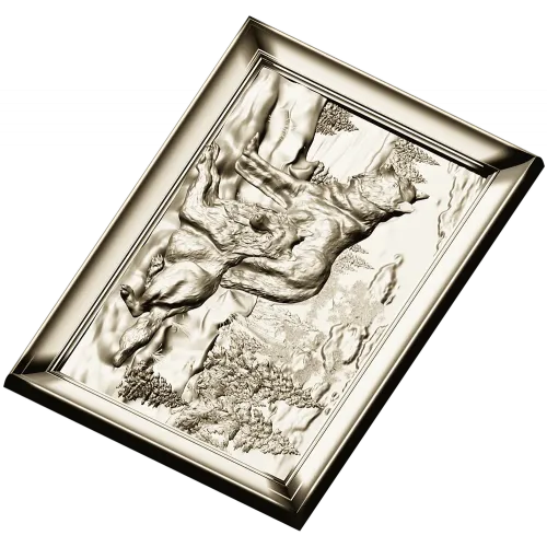 Forest Wolves Relief Panel - STL 3D Model for CNC