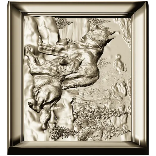 Forest Wolves Relief Panel - STL 3D Model for CNC