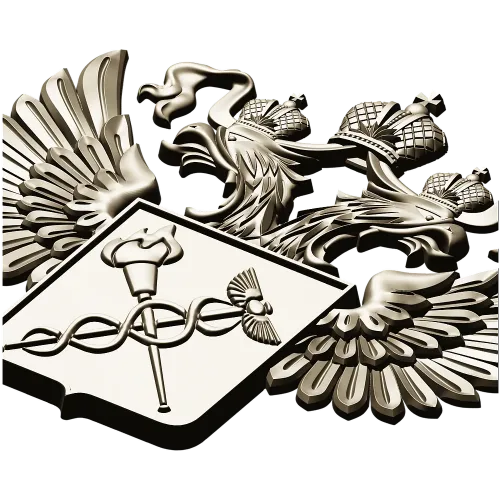 Двуглавый орёл с медицинским щитом - STL барельеф для ЧПУ