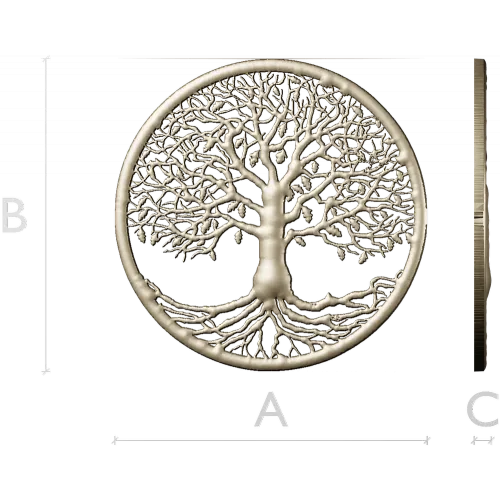 Tree of Life Round Medallion - STL 3D Model for CNC