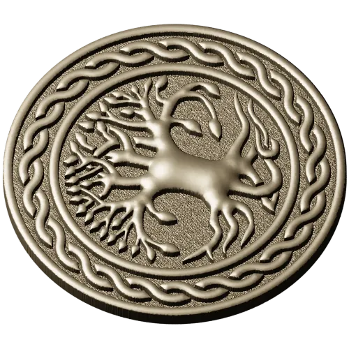 Celtic Tree of Life round medallion STL for CNC