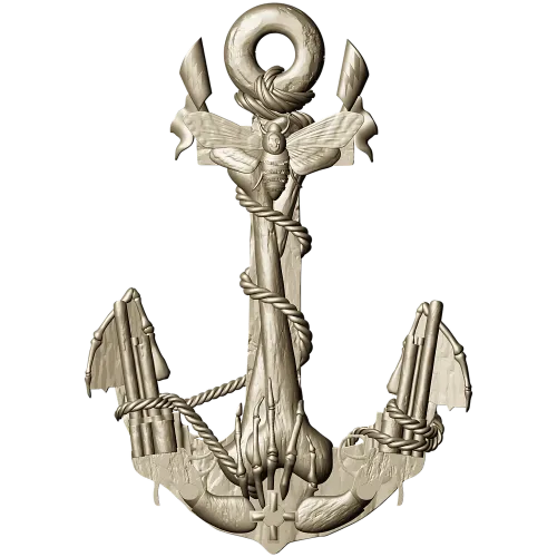 Sea Anchor with Moth - high-relief STL 3D model for CNC
