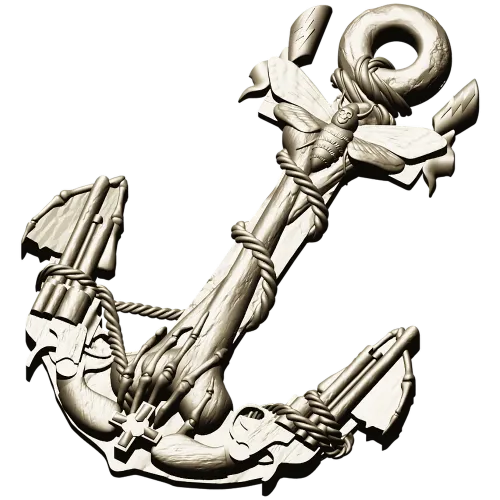 Sea Anchor with Moth - high-relief STL 3D model for CNC