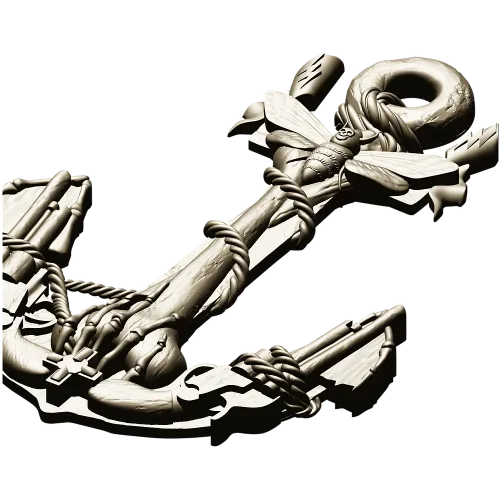 Sea Anchor with Moth - high-relief STL 3D model for CNC