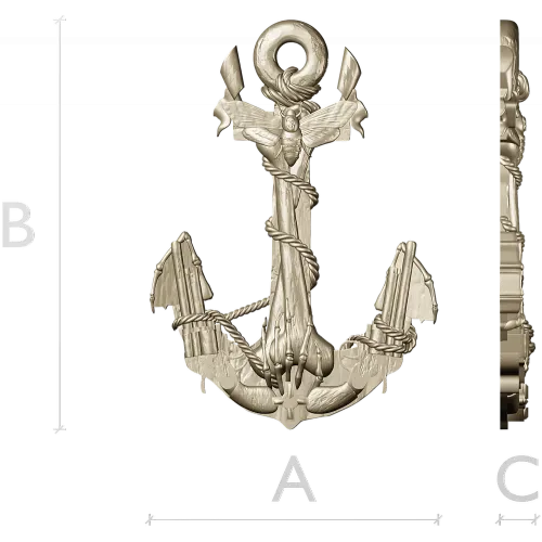 Sea Anchor with Moth - high-relief STL 3D model for CNC