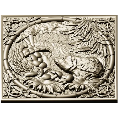 Forest Hedgehog Decorative Panel STL for CNC