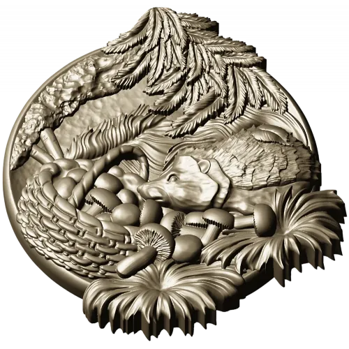 Ёжик в корзинке - 3D модель STL для ЧПУ, рельефный декоративный панно