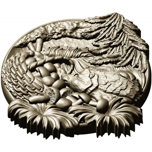 Ёжик в корзинке - 3D модель STL для ЧПУ, рельефный декоративный панно