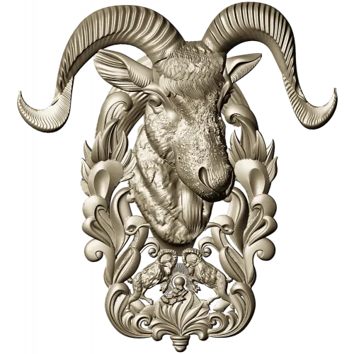 Ram Head High-Relief STL Model for CNC