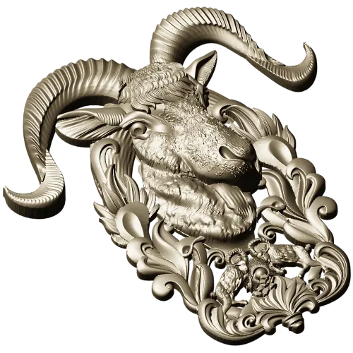 Ram Head High-Relief STL Model for CNC