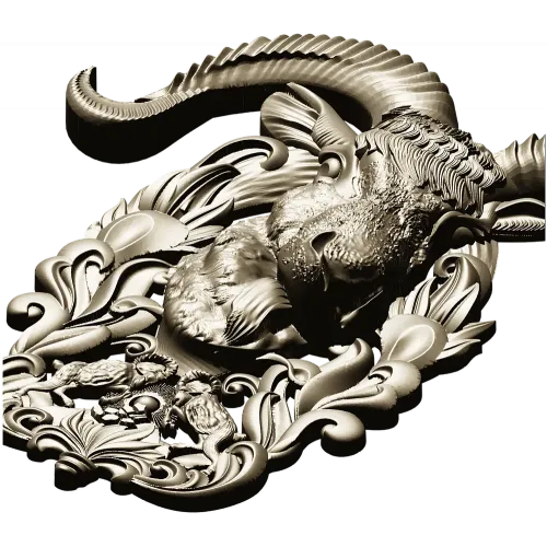 Ram Head High-Relief STL Model for CNC