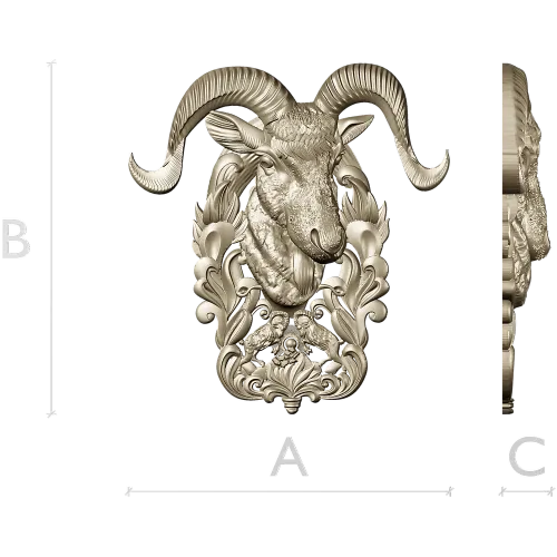 Ram Head High-Relief STL Model for CNC