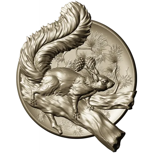 Squirrel Medallion STL - high-relief 3D model for CNC