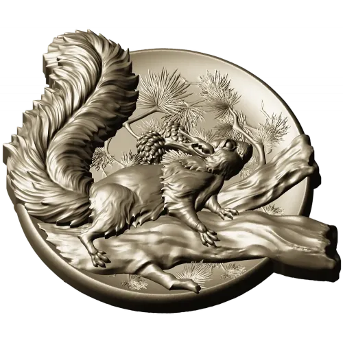 Squirrel Medallion STL - high-relief 3D model for CNC