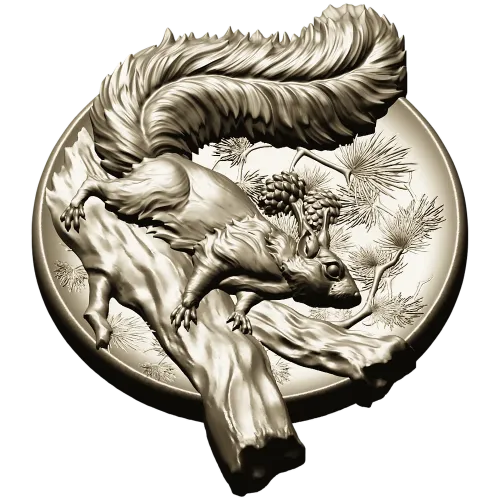 Squirrel Medallion STL - high-relief 3D model for CNC