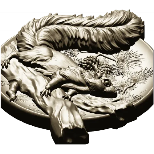 Squirrel Medallion STL - high-relief 3D model for CNC
