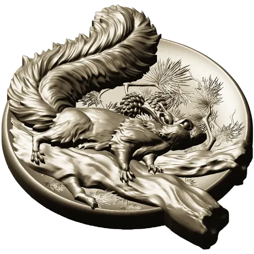 Squirrel Medallion STL - high-relief 3D model for CNC