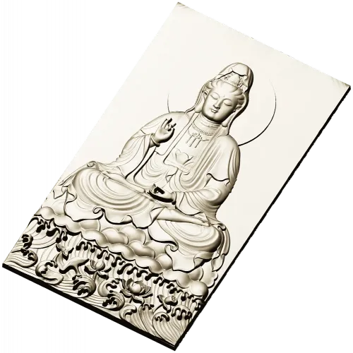 High-relief Buddha STL for CNC - Seated Lotus Panel