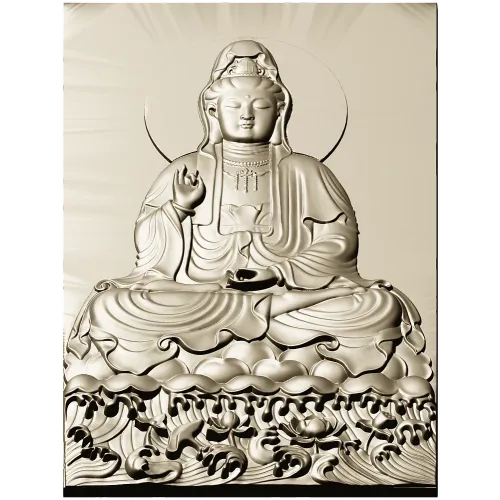 High-relief Buddha STL for CNC - Seated Lotus Panel