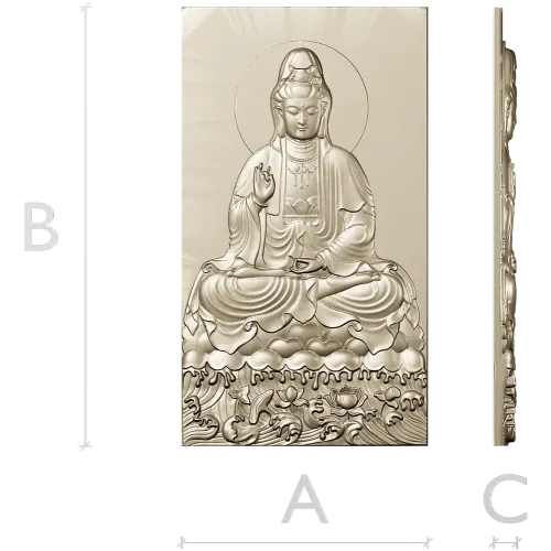 High-relief Buddha STL for CNC - Seated Lotus Panel