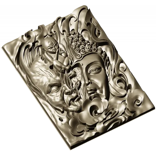 Buddha and Demon high-relief panel STL model for CNC