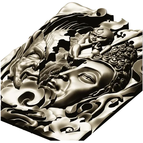 Buddha and Demon high-relief panel STL model for CNC