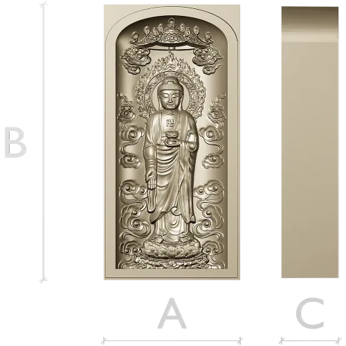 Serene Standing Buddha Relief STL