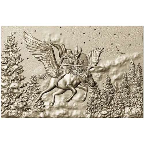 Valkyrie relief STL panel - high-detail 3D model for CNC