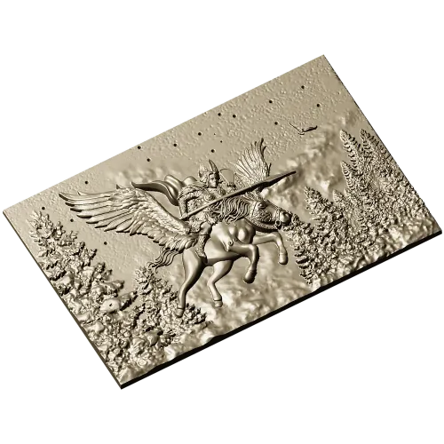 Valkyrie relief STL panel - high-detail 3D model for CNC
