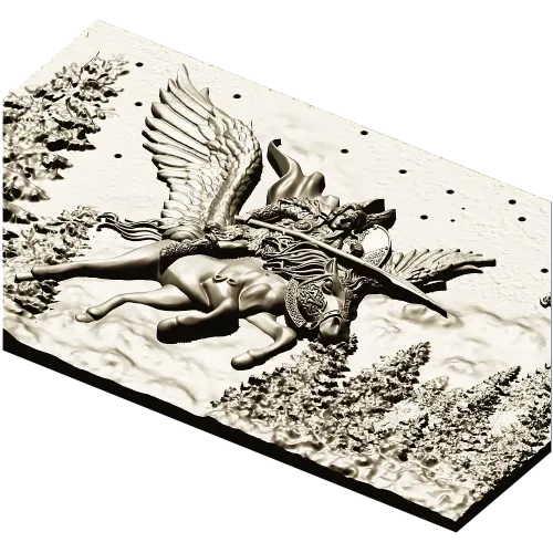 Valkyrie relief STL panel - high-detail 3D model for CNC