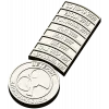 N1 2009, H5N1 2007, BSE 2001, КРАХ СССР 1991, ЧЕРНОБЫЛЬ 1986). Каждая планка отделена тонкой канавкой, что при фрезеровании дает аккуратный рельеф и читаемые микроэлементы. К нижней части ленты крепится круглая медаль с полуприподнятым биологическим симво