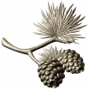 Pine Sprig with Cones - Detailed STL 3D Model for CNC