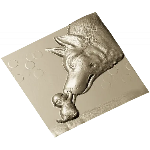 Wolf and Pup bas-relief STL for CNC