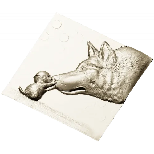 Wolf and Pup bas-relief STL for CNC