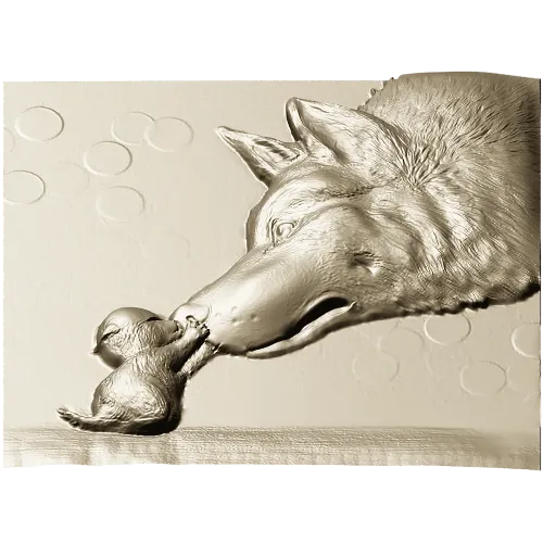 Wolf and Pup bas-relief STL for CNC